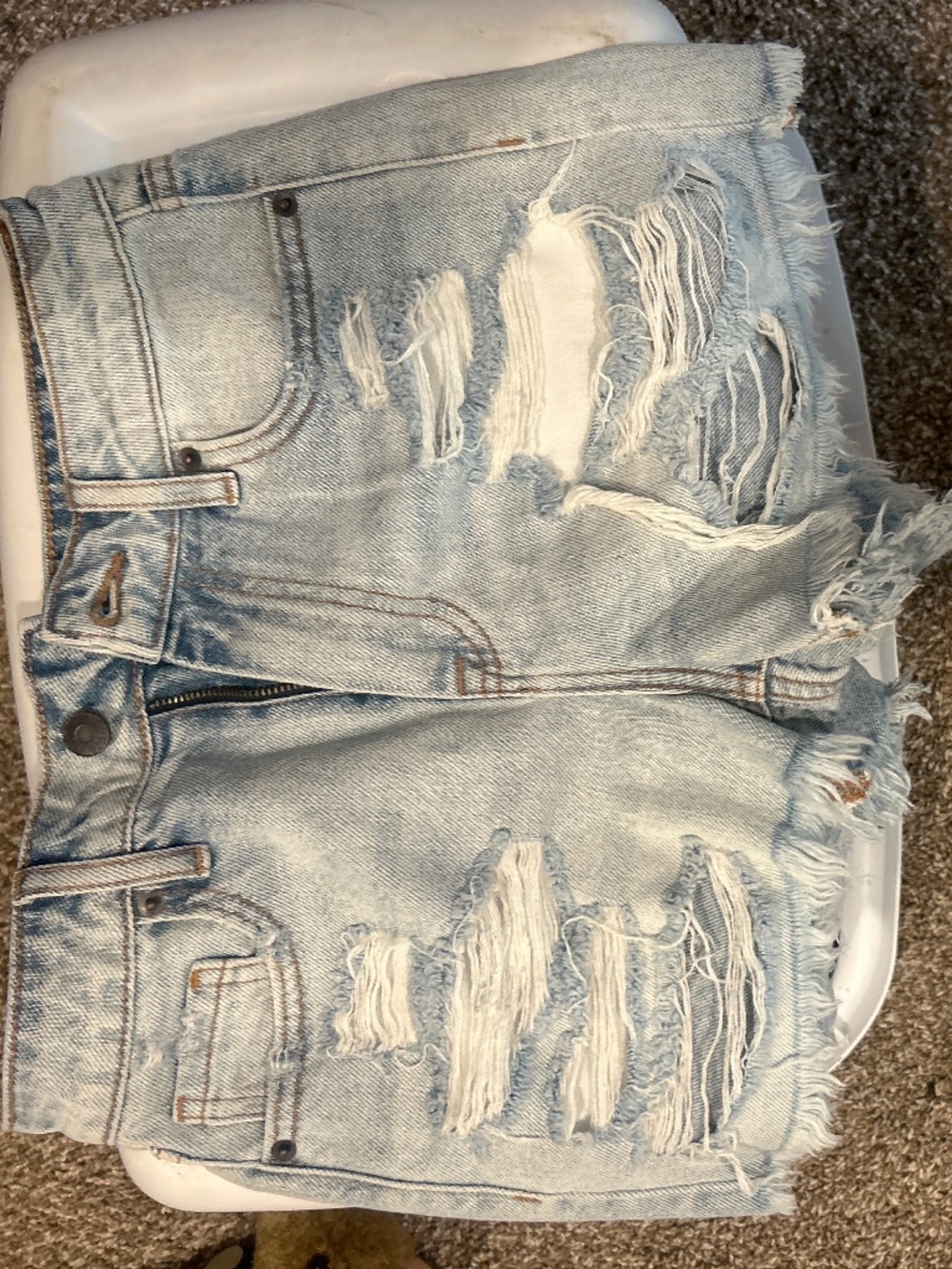 Denim ripped shorts with tags